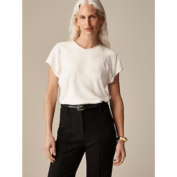 J Crew Drapey T Shirt Top XS White NWT Blouse CD050 J.Crew Minimalist Capsule - Picture 1 of 3